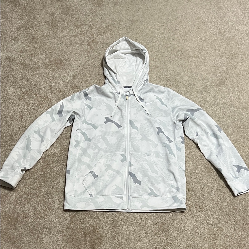 Nike White & Light Gray Camo Zip Hoodie